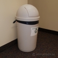 White Rubbermaid Dome Top 50 Liter Garbage Can with Spring Door